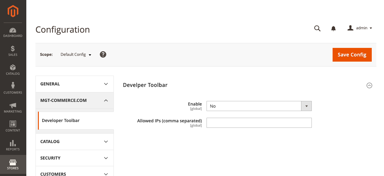 Enable MGT Developer Toolbar
