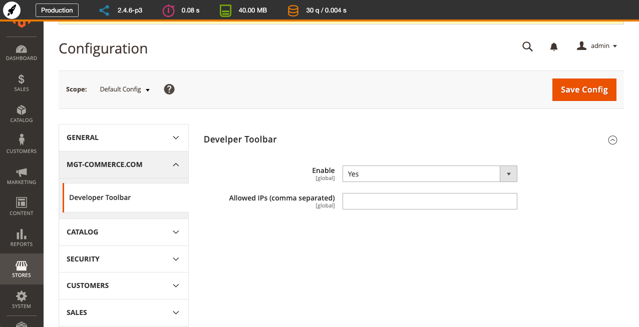 Enable MGT Developer Toolbar